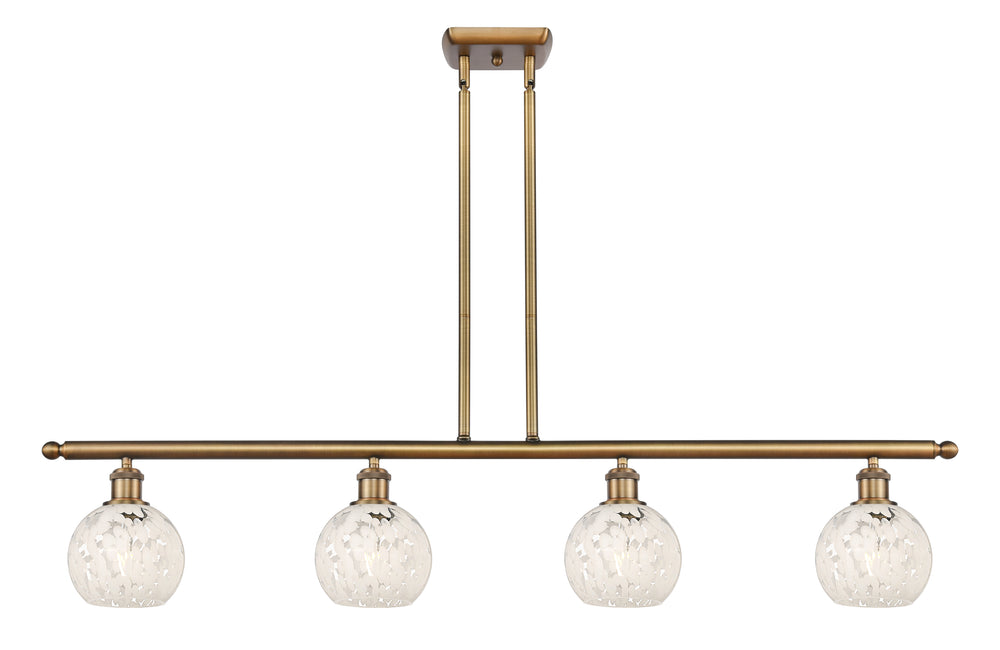 Innovations Lighting White Mouchette 6" Island Light - Brushed Brass Linear Chandeliers Innovations Lighting White Mouchette ; Glass Type: White  