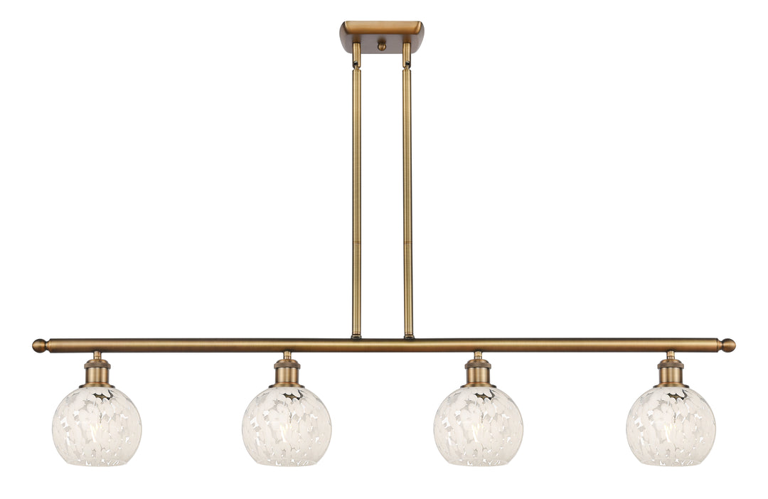 Innovations Lighting White Mouchette 6" Island Light - Brushed Brass Linear Chandeliers Innovations Lighting White Mouchette ; Glass Type: White  