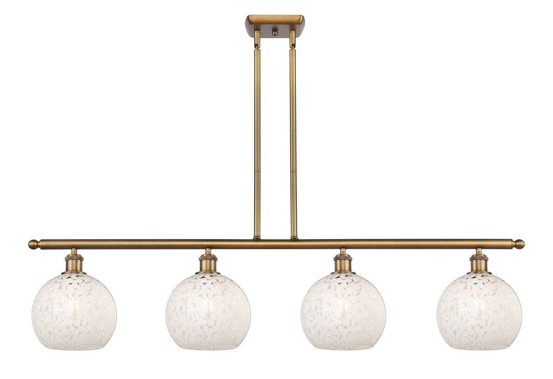 Innovations Lighting White Mouchette 8" Island Light - Brushed Brass Linear Chandeliers Innovations Lighting White Mouchette ; Glass Type: White  