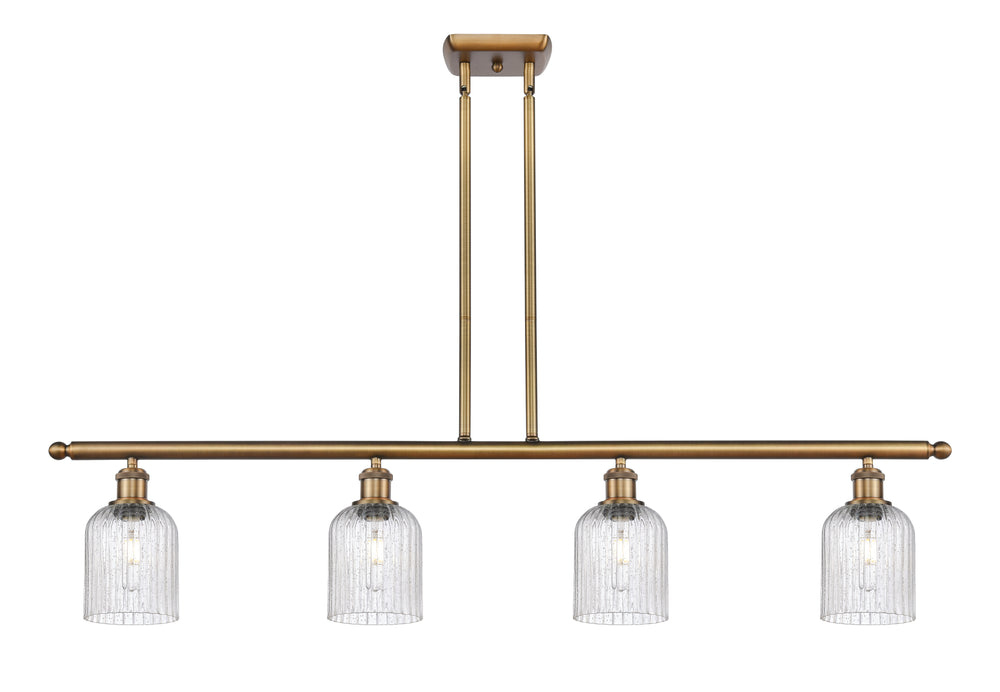 Innovations Lighting Bridal Veil 5" Island Light - Brushed Brass Linear Chandeliers Innovations Lighting Seedy ; Glass Type: Seedy; Ribbed  