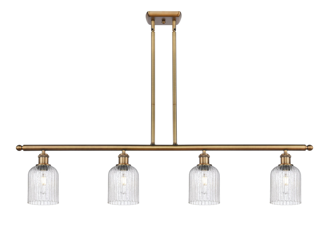 Innovations Lighting Bridal Veil 5" Island Light - Brushed Brass Linear Chandeliers Innovations Lighting Seedy ; Glass Type: Seedy; Ribbed  