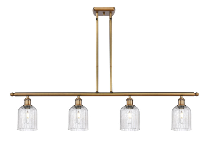 Innovations Lighting Bridal Veil 5" Island Light - Brushed Brass Linear Chandeliers Innovations Lighting Seedy ; Glass Type: Seedy; Ribbed  