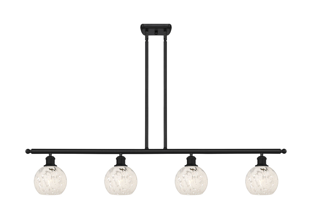 Innovations Lighting White Mouchette 6" Island Light - Matte Black Linear Chandeliers Innovations Lighting White Mouchette ; Glass Type: White  