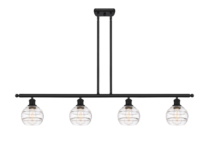 Innovations Lighting Rochester 6" Island Light - Matte Black Linear Chandeliers Innovations Lighting Clear ; Glass Type: Clear  