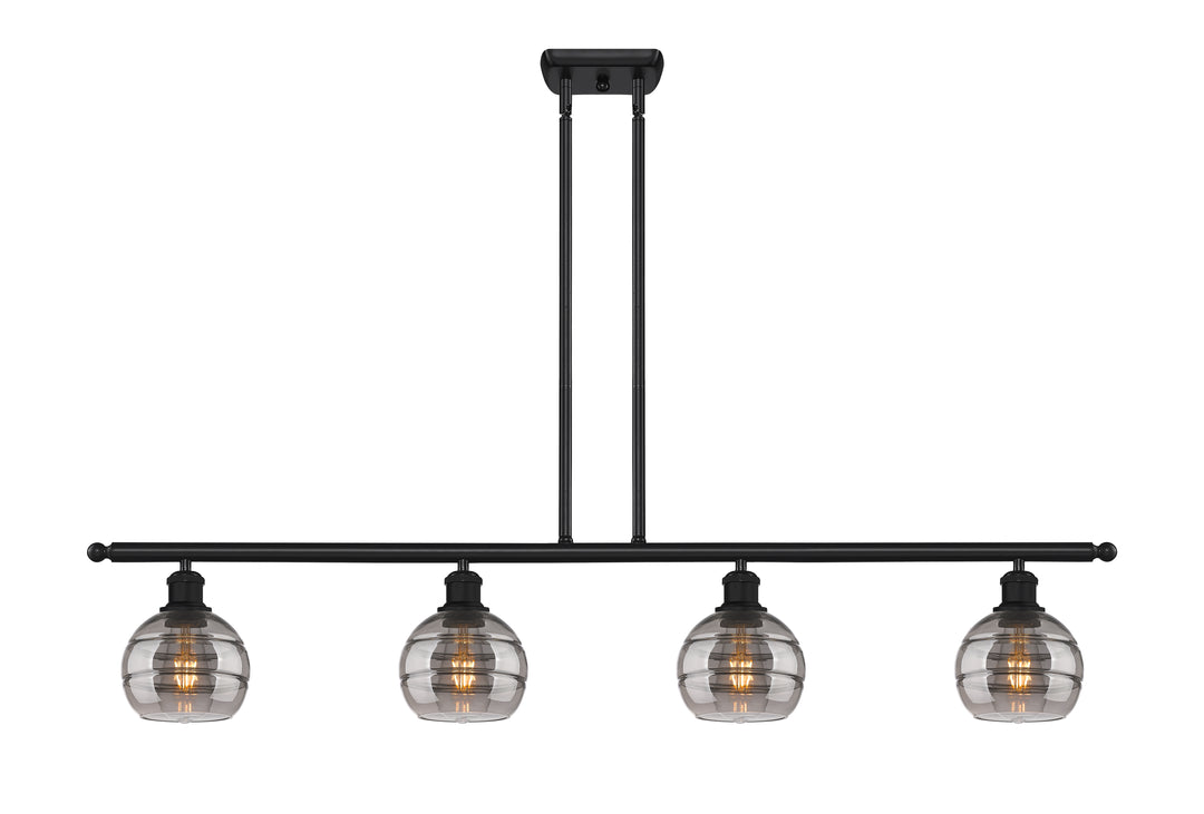 Innovations Lighting Rochester 6" Island Light - Matte Black Linear Chandeliers Innovations Lighting Light Smoke ; Glass Type: Smoked  