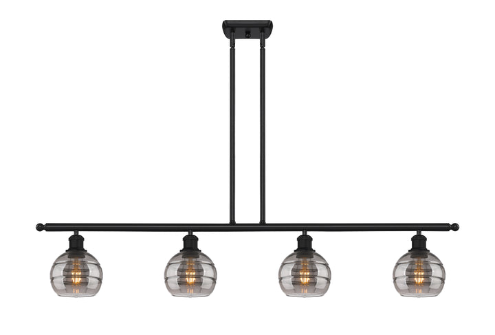 Innovations Lighting Rochester 6" Island Light - Matte Black Linear Chandeliers Innovations Lighting Light Smoke ; Glass Type: Smoked  