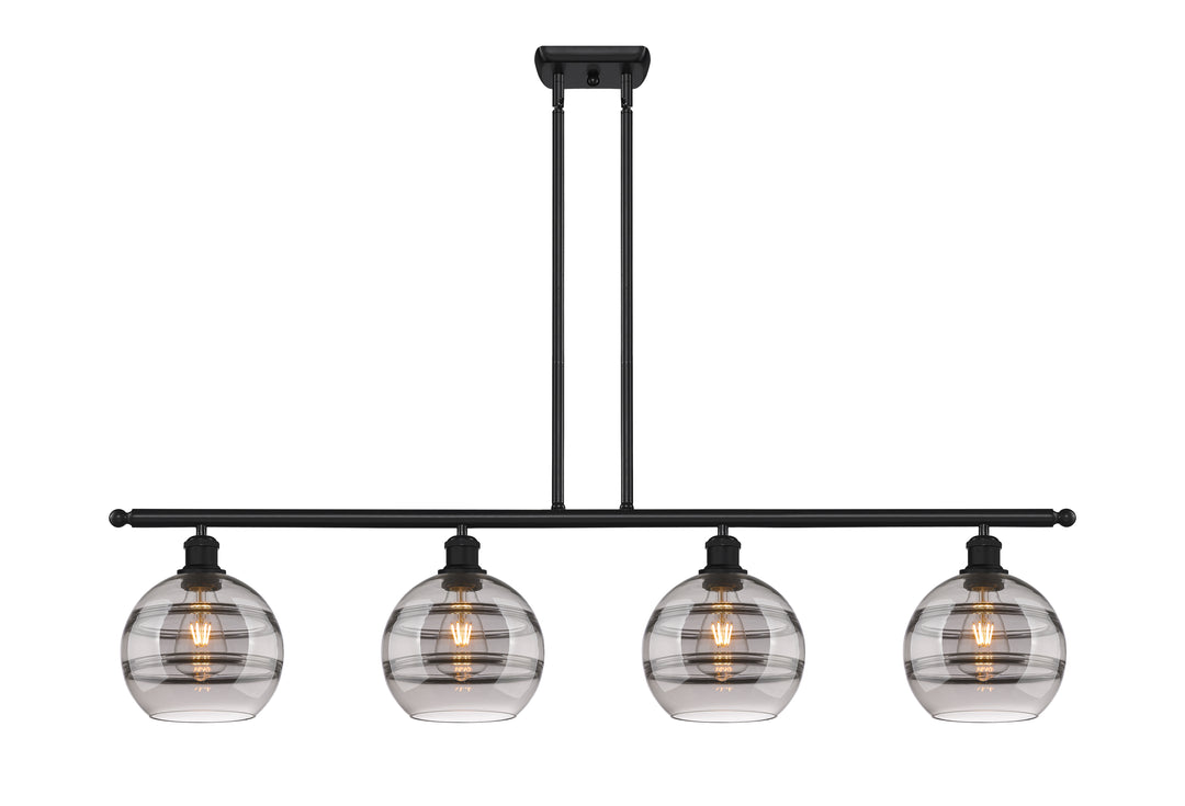 Innovations Lighting Rochester 8" Island Light - Matte Black Linear Chandeliers Innovations Lighting Light Smoke ; Glass Type: Smoked  