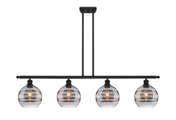 Innovations Lighting Rochester 8" Island Light - Matte Black Linear Chandeliers Innovations Lighting Light Smoke ; Glass Type: Smoked  