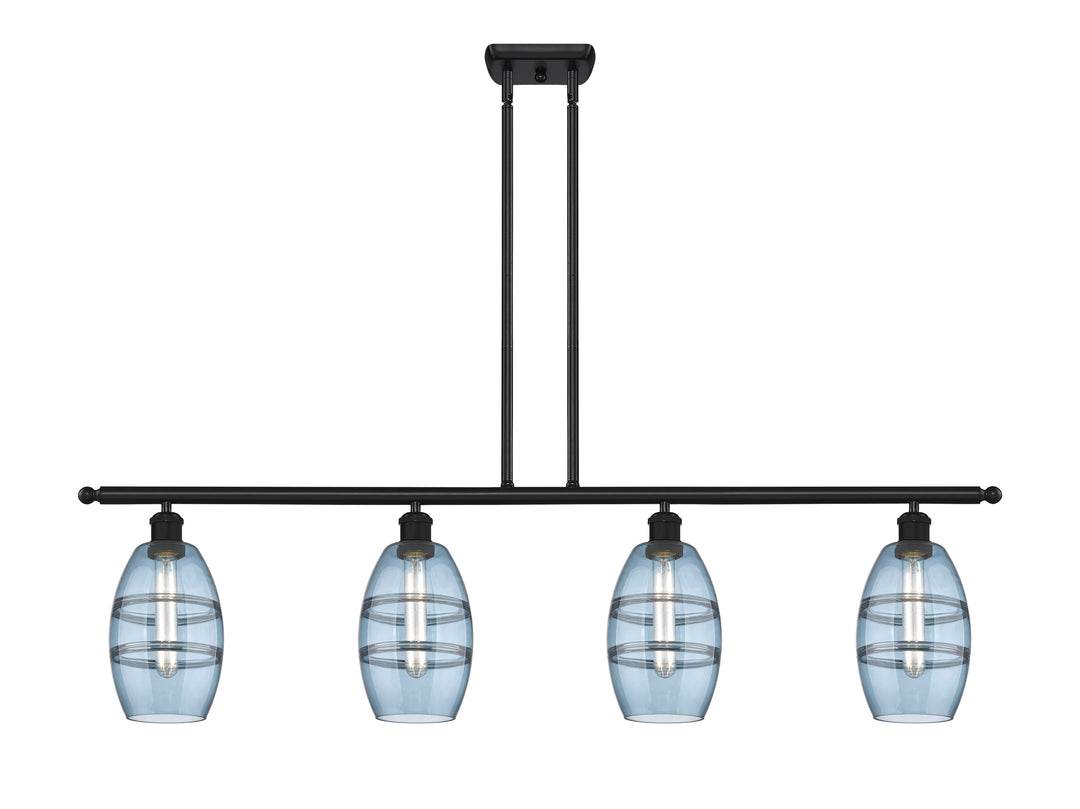 Innovations Lighting Vaz 6" Island Light - Matte Black Linear Chandeliers Innovations Lighting Blue  ; Glass Type: Blue  