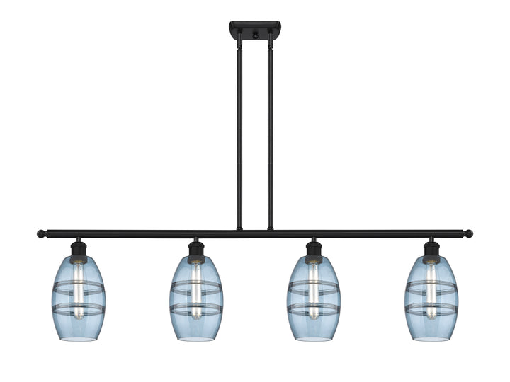 Innovations Lighting Vaz 6" Island Light - Matte Black Linear Chandeliers Innovations Lighting Blue  ; Glass Type: Blue  