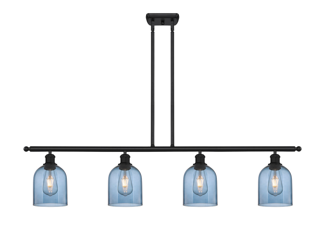 Innovations Lighting Bella 6" Island Light - Matte Black Linear Chandeliers Innovations Lighting Blue  ; Glass Type: Blue  