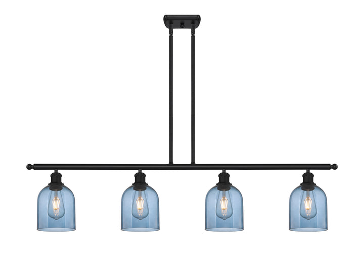 Innovations Lighting Bella 6" Island Light - Matte Black Linear Chandeliers Innovations Lighting Blue  ; Glass Type: Blue  