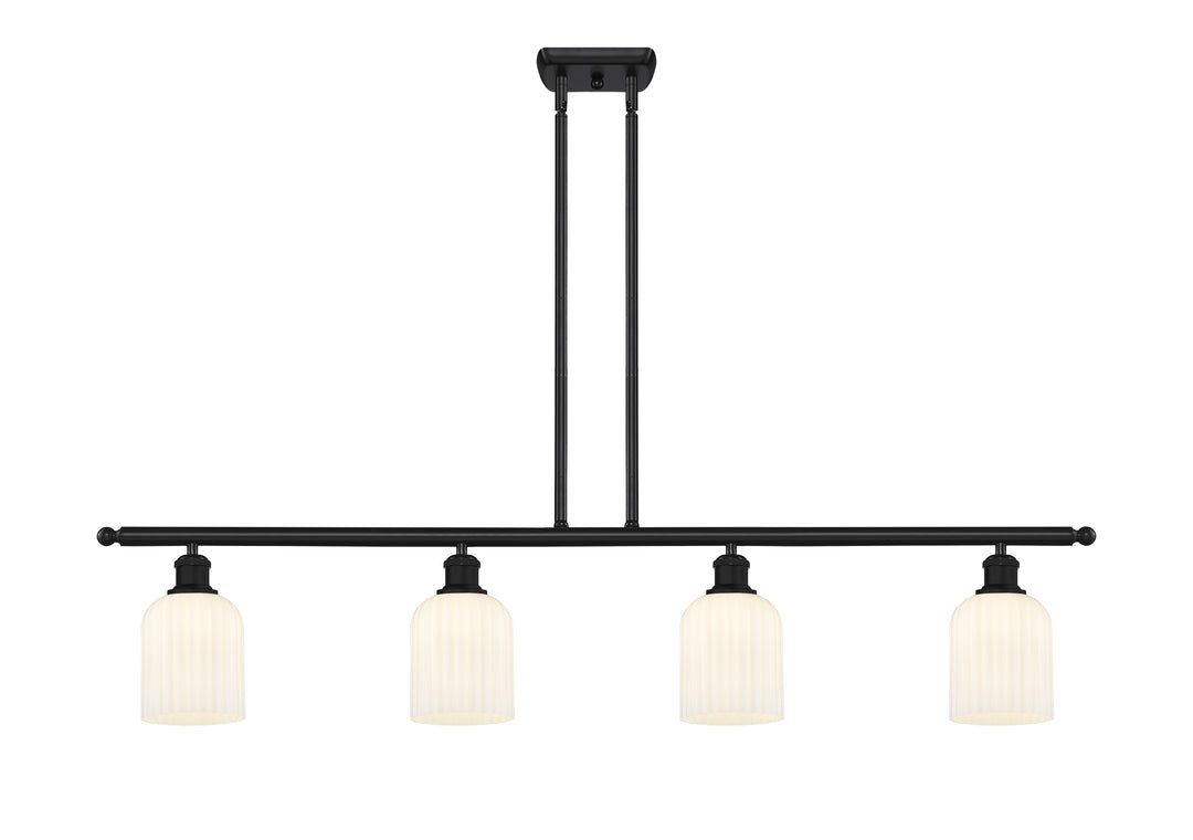 Innovations Lighting Bridal Veil 5" Island Light - Matte Black Linear Chandeliers Innovations Lighting Gloss White ; Glass Type: Gloss White; Ribbed  