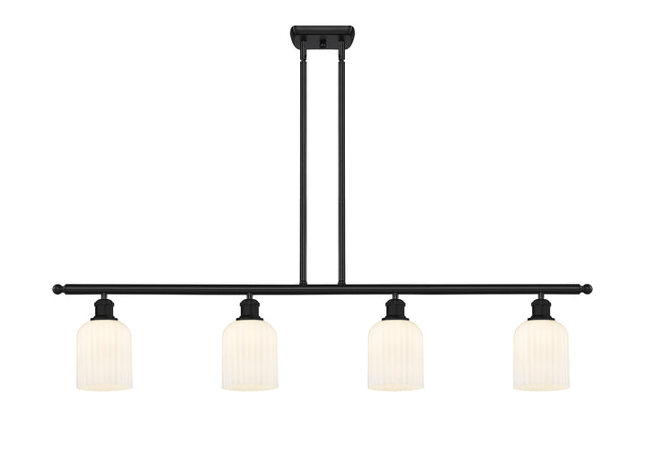 Innovations Lighting Bridal Veil 5" Island Light - Matte Black Linear Chandeliers Innovations Lighting Gloss White ; Glass Type: Gloss White; Ribbed  