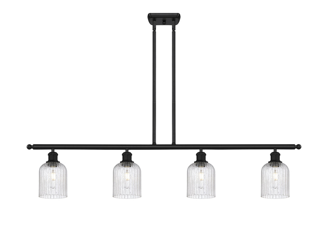 Innovations Lighting Bridal Veil 5" Island Light - Matte Black Linear Chandeliers Innovations Lighting Seedy ; Glass Type: Seedy; Ribbed  