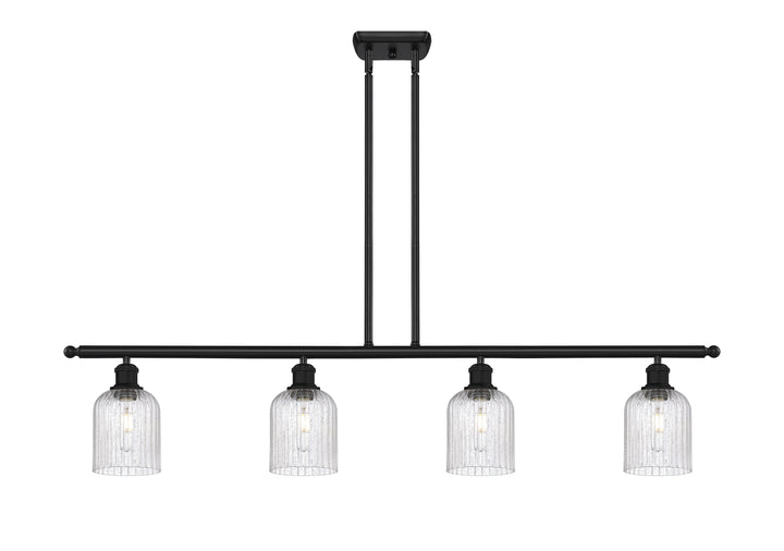 Innovations Lighting Bridal Veil 5" Island Light - Matte Black Linear Chandeliers Innovations Lighting Seedy ; Glass Type: Seedy; Ribbed  