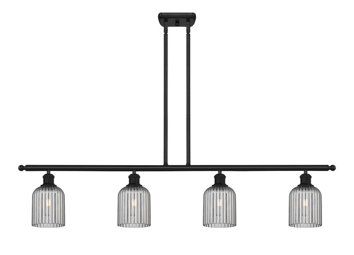 Innovations Lighting Bridal Veil 5" Island Light - Matte Black Linear Chandeliers Innovations Lighting Light Smoke ; Glass Type: Light Smoke; Ribbed  