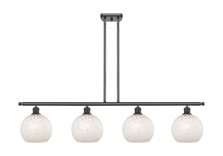 Innovations Lighting White Mouchette 8" Island Light - Oil Rubbed Bronze Linear Chandeliers Innovations Lighting White Mouchette ; Glass Type: White  