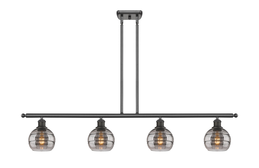 Innovations Lighting Rochester 6" Island Light - Oil Rubbed Bronze Linear Chandeliers Innovations Lighting Light Smoke ; Glass Type: Smoked  