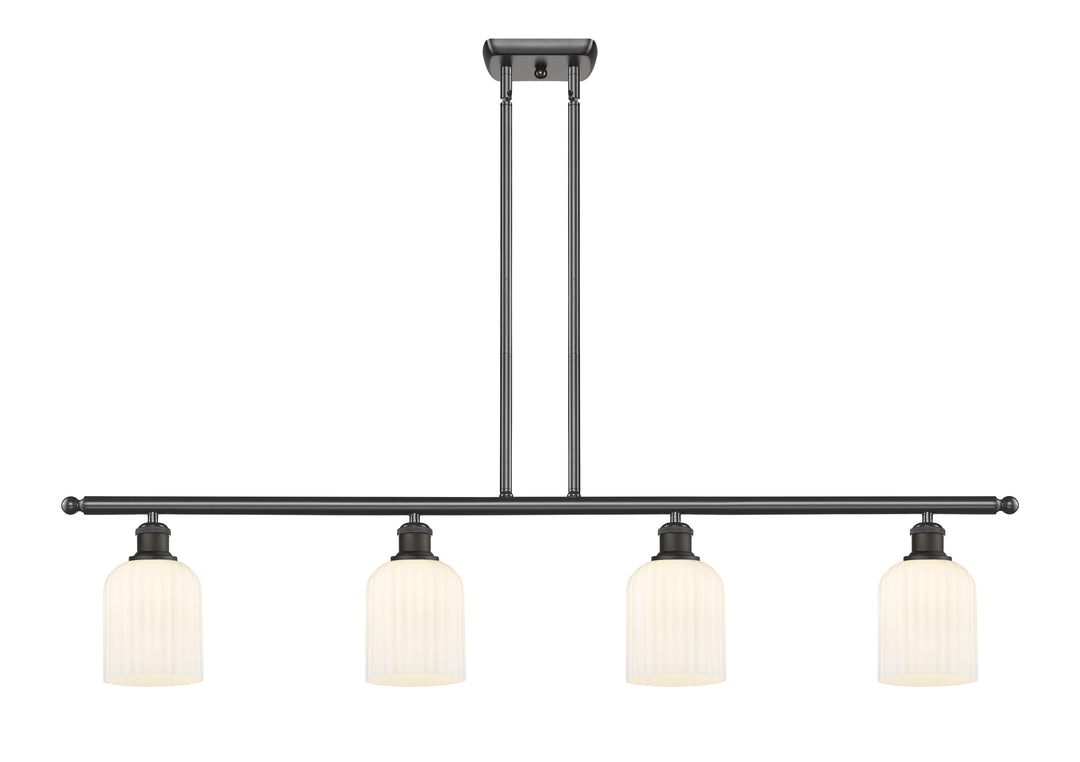 Innovations Lighting Bridal Veil 5" Island Light - Oil Rubbed Bronze Linear Chandeliers Innovations Lighting Gloss White ; Glass Type: Gloss White; Ribbed  