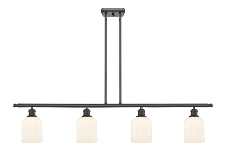 Innovations Lighting Bridal Veil 5" Island Light - Oil Rubbed Bronze Linear Chandeliers Innovations Lighting Gloss White ; Glass Type: Gloss White; Ribbed  