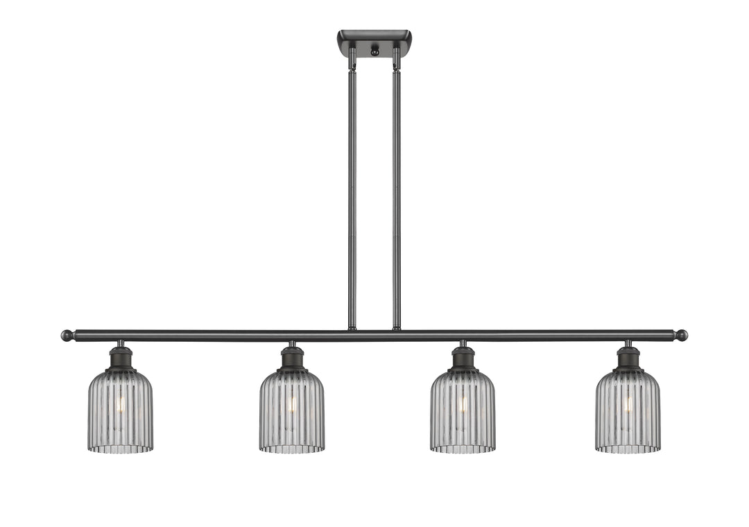 Innovations Lighting Bridal Veil 5" Island Light - Oil Rubbed Bronze Linear Chandeliers Innovations Lighting Light Smoke ; Glass Type: Light Smoke; Ribbed  