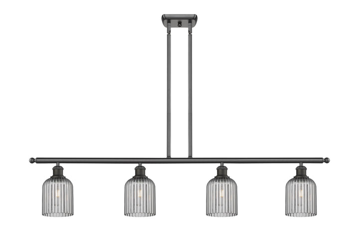 Innovations Lighting Bridal Veil 5" Island Light - Oil Rubbed Bronze Linear Chandeliers Innovations Lighting Light Smoke ; Glass Type: Light Smoke; Ribbed  