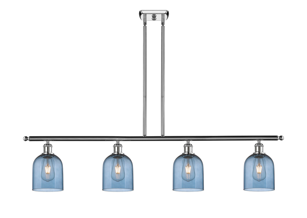 Innovations Lighting Bella 6" Island Light - Polished Chrome Linear Chandeliers Innovations Lighting Blue  ; Glass Type: Blue  