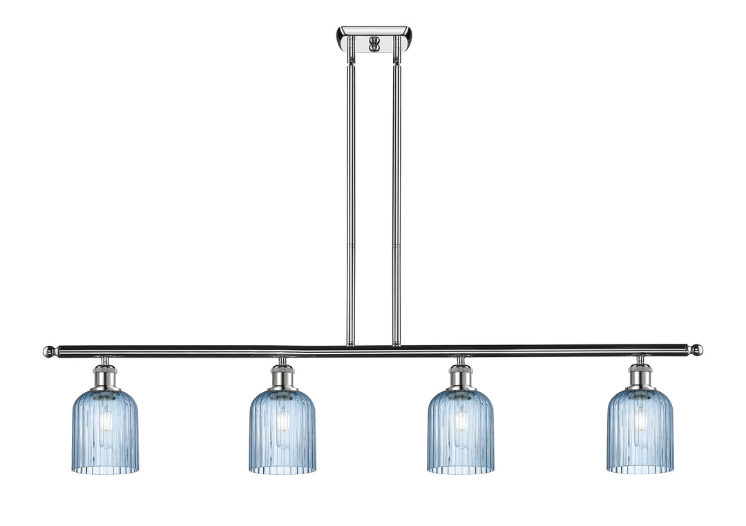 Innovations Lighting Bridal Veil 5" Island Light - Polished Chrome Linear Chandeliers Innovations Lighting Princess Blue ; Glass Type: Princess Blue; Ribbed  