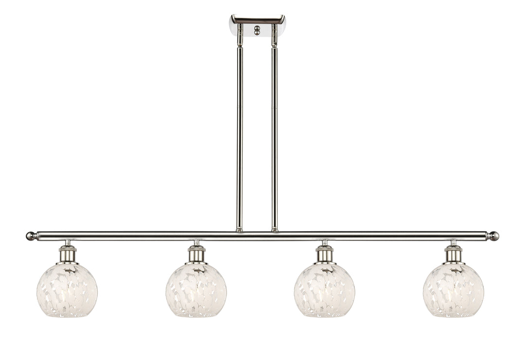 Innovations Lighting White Mouchette 6" Island Light - Polished Nickel Linear Chandeliers Innovations Lighting White Mouchette ; Glass Type: White  