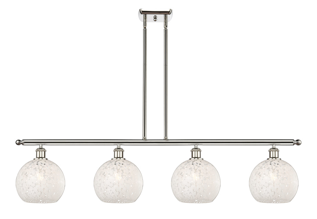 Innovations Lighting White Mouchette 8" Island Light - Polished Nickel Linear Chandeliers Innovations Lighting White Mouchette ; Glass Type: White  