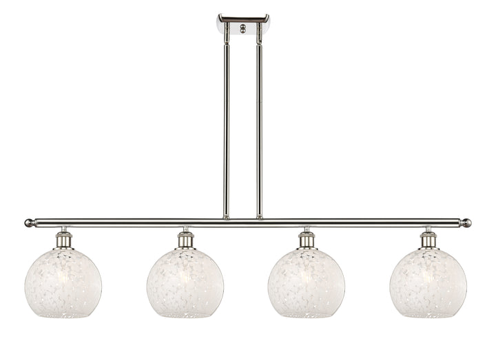 Innovations Lighting White Mouchette 8" Island Light - Polished Nickel Linear Chandeliers Innovations Lighting White Mouchette ; Glass Type: White  