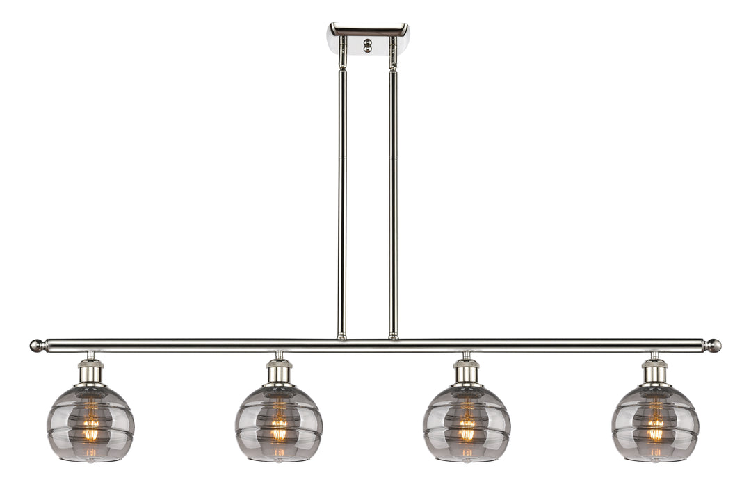 Innovations Lighting Rochester 6" Island Light - Polished Nickel Linear Chandeliers Innovations Lighting Light Smoke ; Glass Type: Smoked  