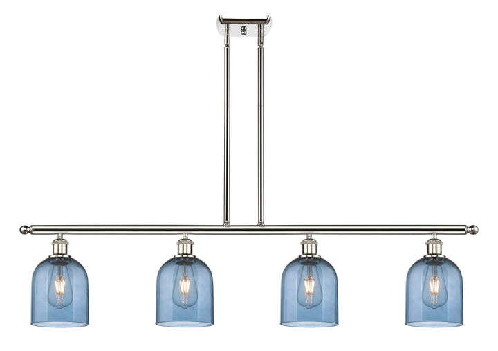 Innovations Lighting Bella 6" Island Light - Polished Nickel Linear Chandeliers Innovations Lighting Blue  ; Glass Type: Blue  