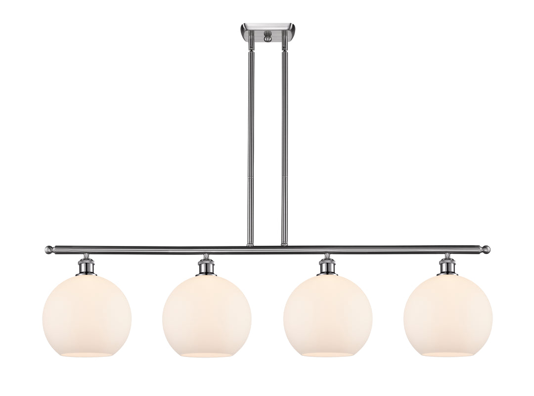 Innovations Lighting Athens 10" Island Light - Brushed Satin Nickel Linear Chandeliers Innovations Lighting Matte White ; Glass Type: White  