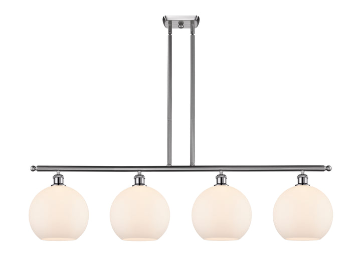 Innovations Lighting Athens 10" Island Light - Brushed Satin Nickel Linear Chandeliers Innovations Lighting Matte White ; Glass Type: White  