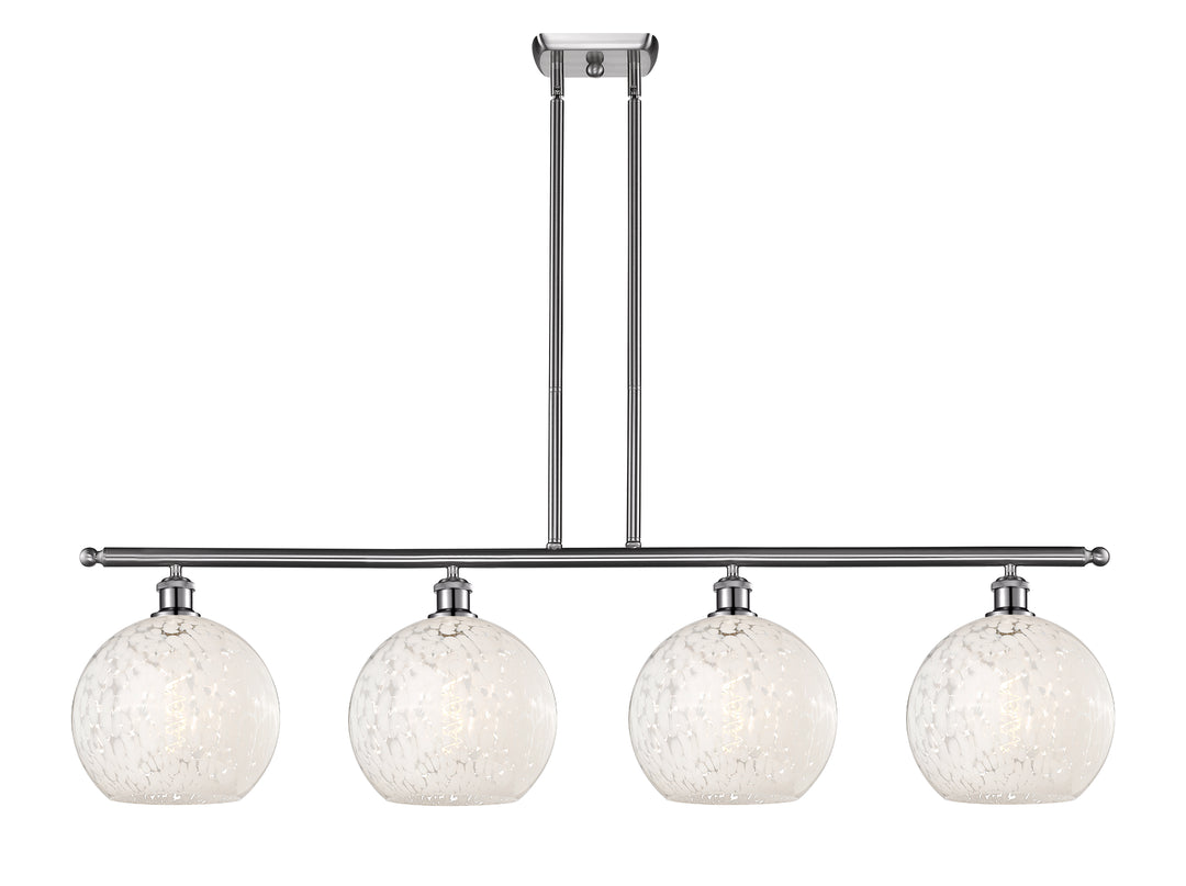 Innovations Lighting White Mouchette 10" Island Light - Brushed Satin Nickel Linear Chandeliers Innovations Lighting White Mouchette ; Glass Type: White  