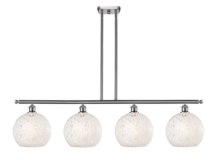 Innovations Lighting White Mouchette 10" Island Light - Brushed Satin Nickel Linear Chandeliers Innovations Lighting White Mouchette ; Glass Type: White  