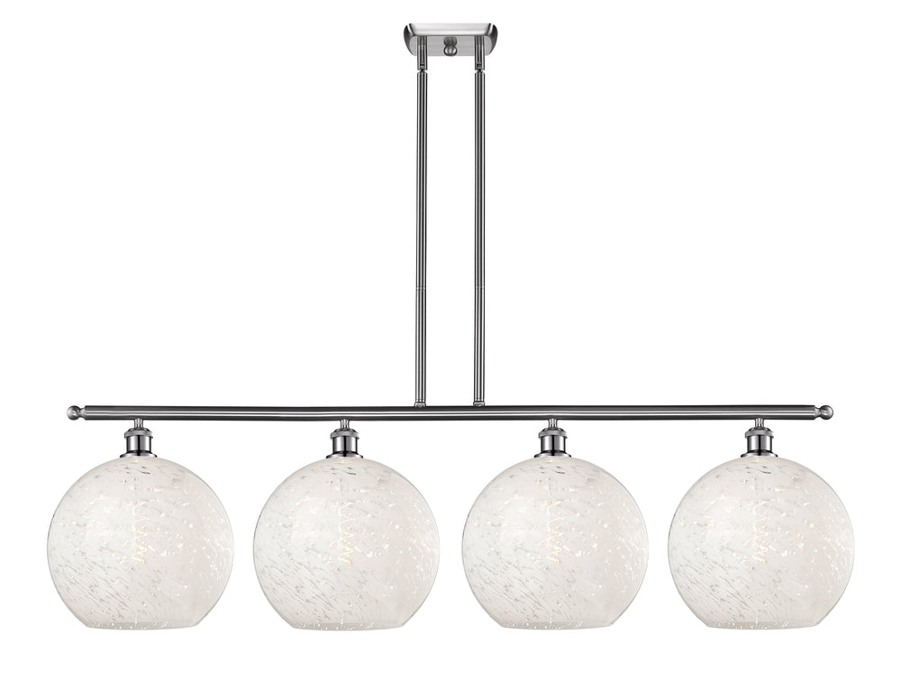 Innovations Lighting White Mouchette 12" Island Light - Brushed Satin Nickel Linear Chandeliers Innovations Lighting White Mouchette ; Glass Type: White  