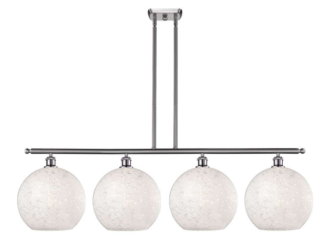 Innovations Lighting White Mouchette 12" Island Light - Brushed Satin Nickel Linear Chandeliers Innovations Lighting White Mouchette ; Glass Type: White  