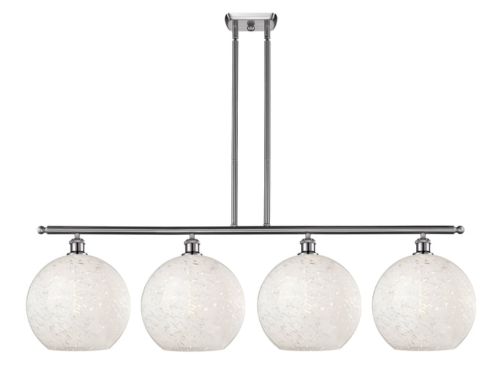 Innovations Lighting White Mouchette 12" Island Light - Brushed Satin Nickel Linear Chandeliers Innovations Lighting White Mouchette ; Glass Type: White  