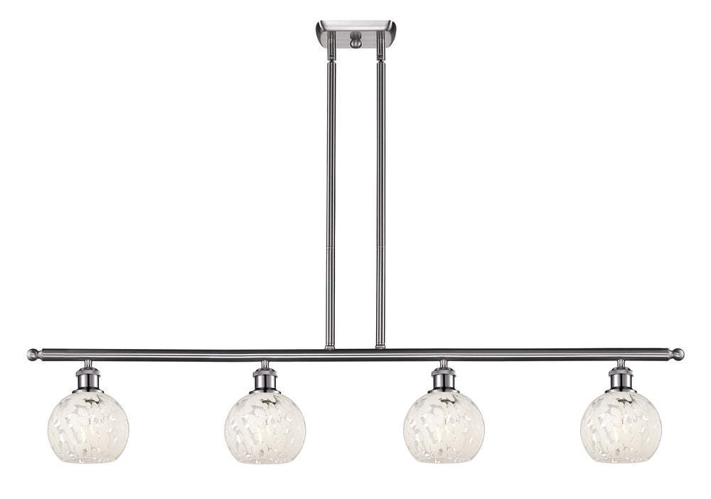 Innovations Lighting White Mouchette 6" Island Light - Brushed Satin Nickel Linear Chandeliers Innovations Lighting White Mouchette ; Glass Type: White  