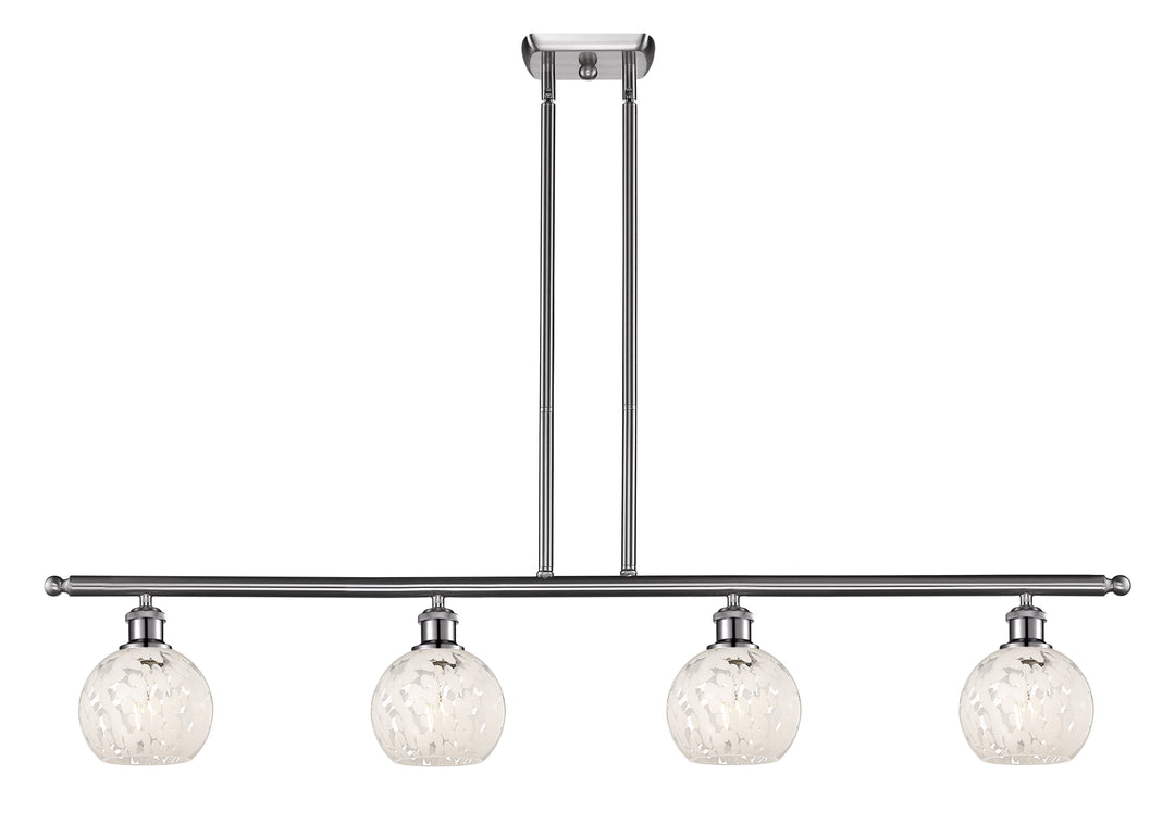 Innovations Lighting White Mouchette 6" Island Light - Brushed Satin Nickel Linear Chandeliers Innovations Lighting White Mouchette ; Glass Type: White  