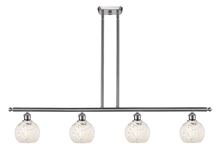 Innovations Lighting White Mouchette 6" Island Light - Brushed Satin Nickel Linear Chandeliers Innovations Lighting White Mouchette ; Glass Type: White  