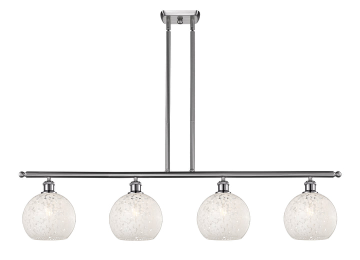 Innovations Lighting White Mouchette 8" Island Light - Brushed Satin Nickel Linear Chandeliers Innovations Lighting White Mouchette ; Glass Type: White  