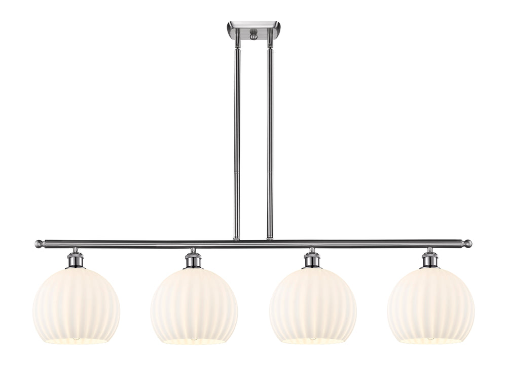 Innovations Lighting White Venetian 10" Island Light - Brushed Satin Nickel Linear Chandeliers Innovations Lighting White Venetian ; Glass Type: White  