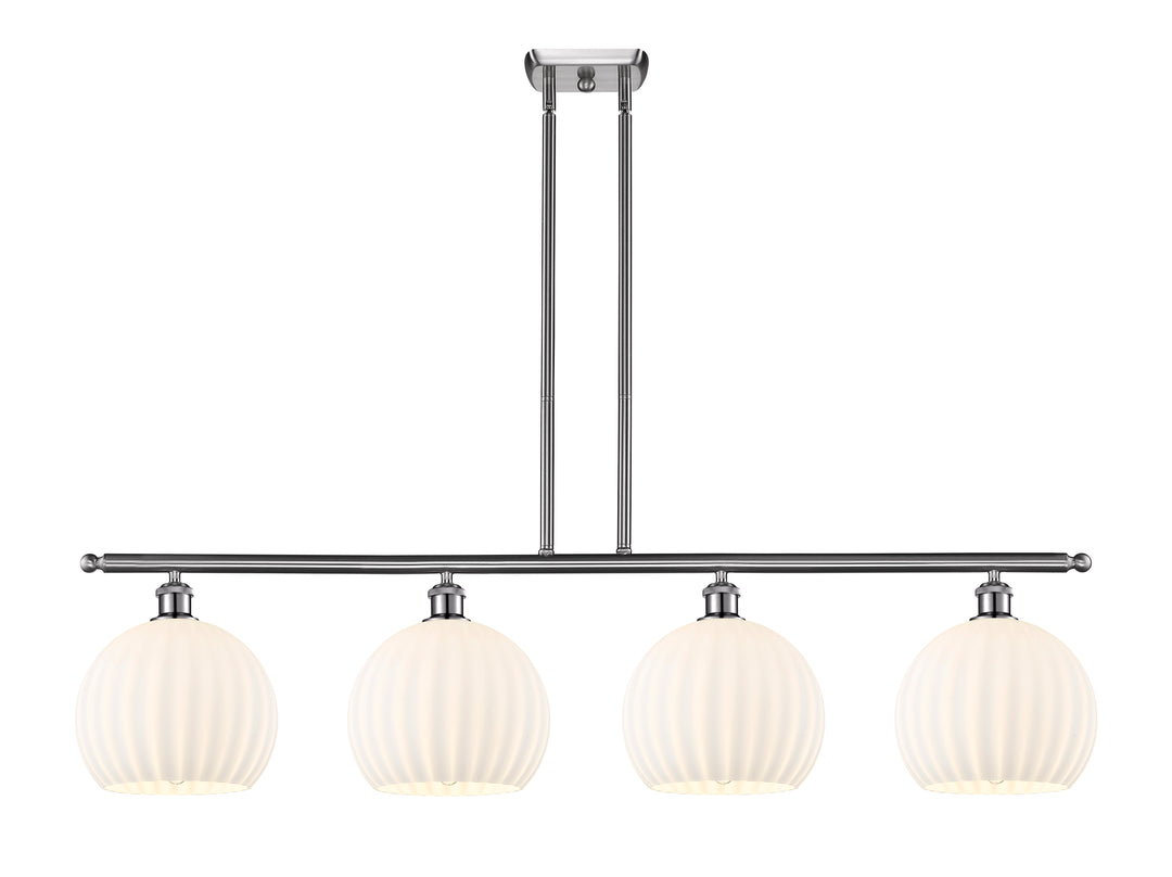 Innovations Lighting White Venetian 10" Island Light - Brushed Satin Nickel Linear Chandeliers Innovations Lighting White Venetian ; Glass Type: White  