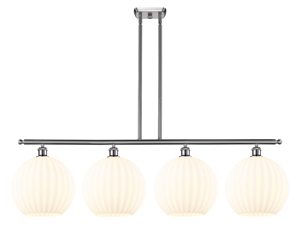 Innovations Lighting White Venetian 12" Island Light - Brushed Satin Nickel Linear Chandeliers Innovations Lighting White Venetian ; Glass Type: White  