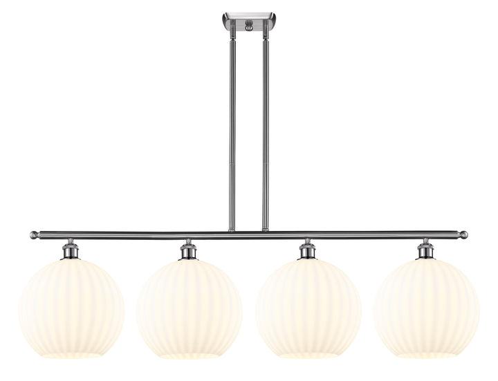 Innovations Lighting White Venetian 12" Island Light - Brushed Satin Nickel Linear Chandeliers Innovations Lighting White Venetian ; Glass Type: White  