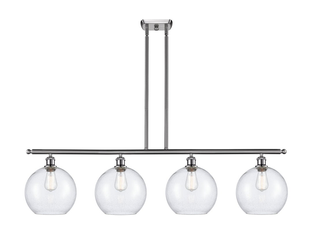 Innovations Lighting Athens 10" Island Light - Brushed Satin Nickel Linear Chandeliers Innovations Lighting Seedy ; Glass Type: Seeded  